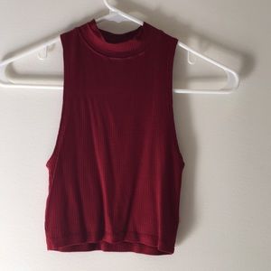 BP mock neck deep red crop top